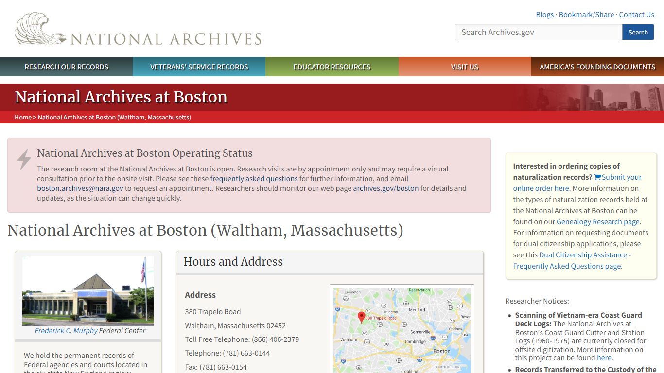 National Archives at Boston (Waltham, Massachusetts)